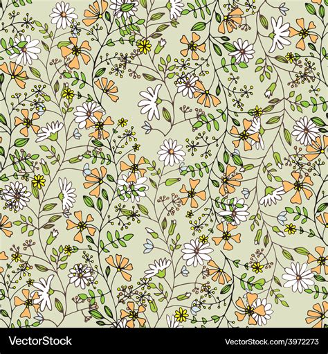 Seamlessly Pattern With Flowers Royalty Free Vector Image