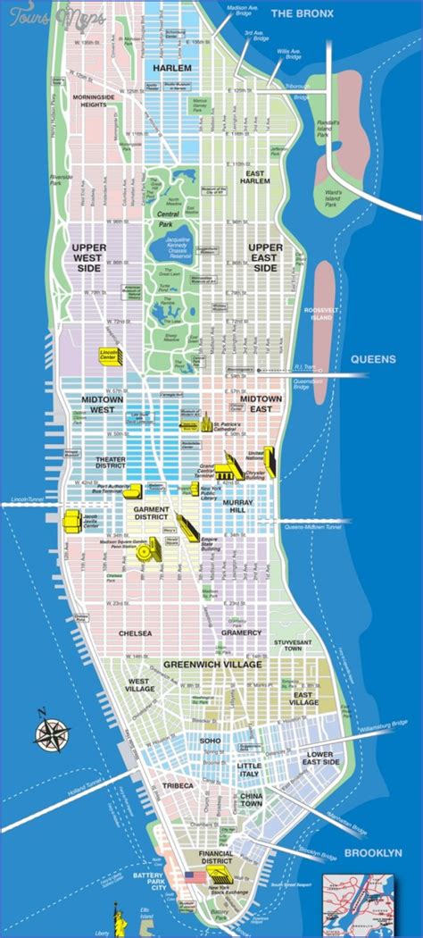 Cool dads and soulcycle moms, financial district: New York city map neighborhoods - ToursMaps.com