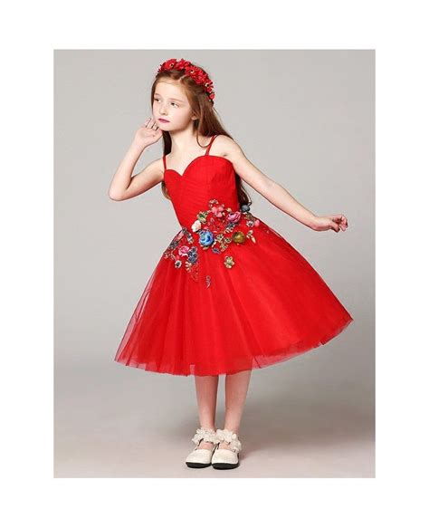 Custom Made Red Jacquard Dress With Asymmetric Skirt Kids By Brimad 795