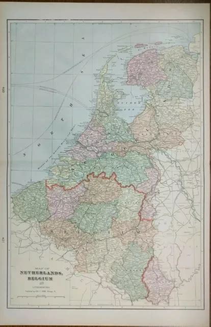 vintage 1901 netherlands belgium luxemburg map 14 x22 old antique original 32 36 picclick
