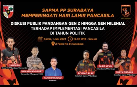 Sapma Pp Surabaya Peringati Hari Lahir Pancasila Gen Z Punya Hak