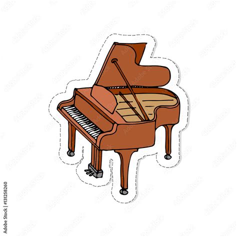 Hand Drawn Doodle Piano Patch Vector Illustration Musical Instrument