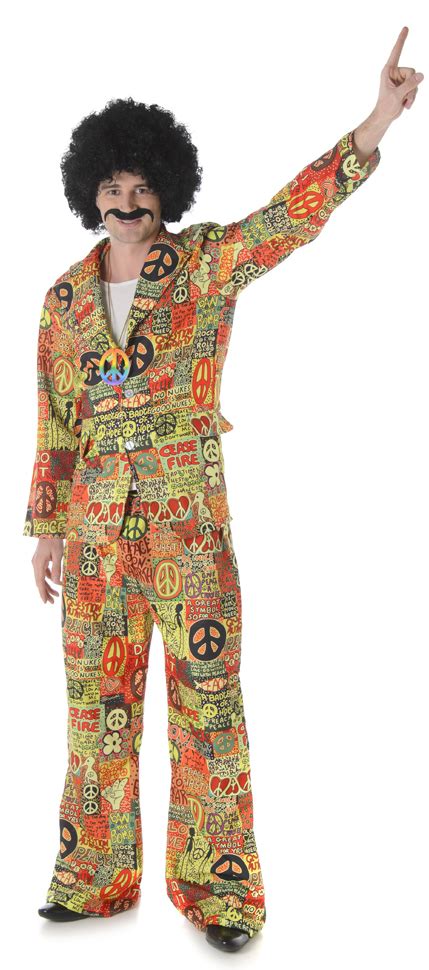 Psychedelic Peace Suit Mens Fancy Dress 60s 70s Hippy Hippie Adults