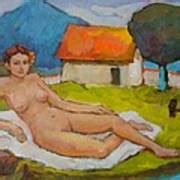 Lying Naked Woman Painting By Alfons Niex My XXX Hot Girl