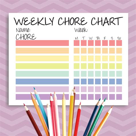 Printable Rainbow Chore Chart For Kids Carrie Elle