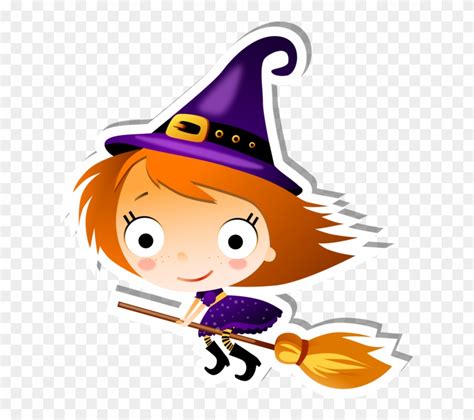 Cute Flying Witch On A Broom Clipart 2248696 Pinclipart