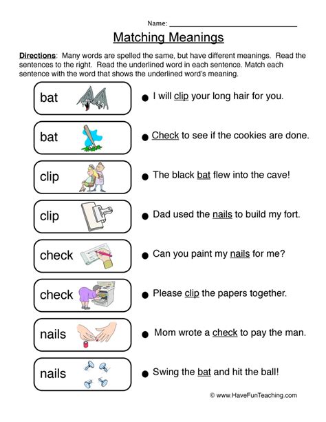 Words With Multiple Meanings Worksheet