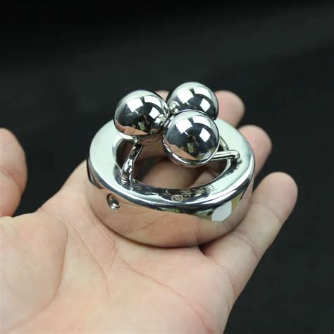 New Stainless Steel Scrotum Bondage Ring Metal Locking Pendant Ball Weight For Male Sex Toy5
