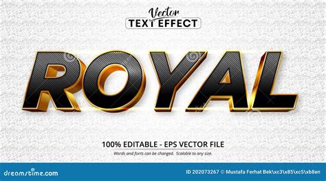 Royal Text Shiny Gold Style Editable Text Effect Stock Vector