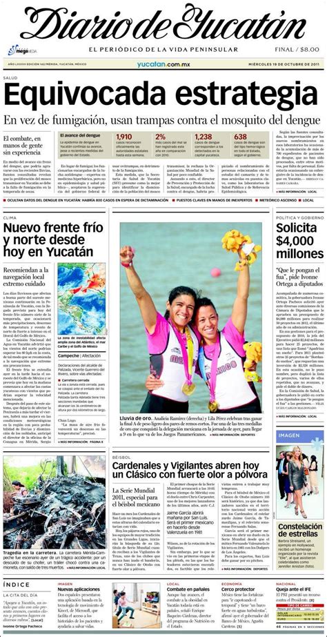Newspaper Diario De Yucatán Mexico Newspapers In Mexico Wednesdays Edition October 19 Of