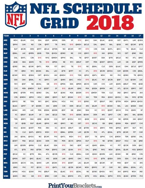 Printable Nfl Schedule All Teams