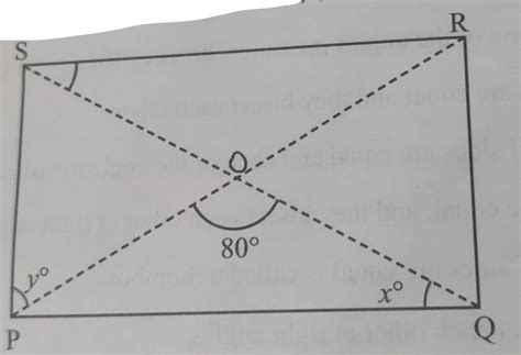 In The Given Figure PQRS Is A Rectangle Find The Measure Of X And Y 80