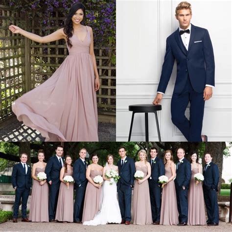 Navy Blue And Soft Dusty Pink Make The Best Wedding Party Attire Combo