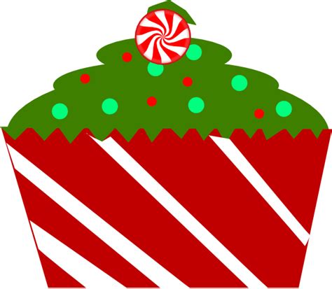 Christmas Cupcake With Striped Wrapper Clip Art At Vector