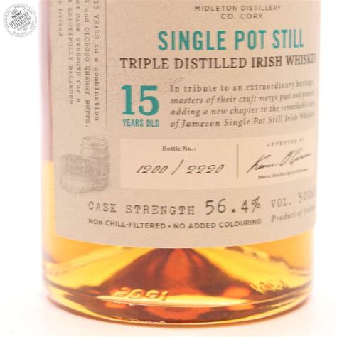 Irish Whiskey Auctions Jameson 15 Year Old Single Pot Still