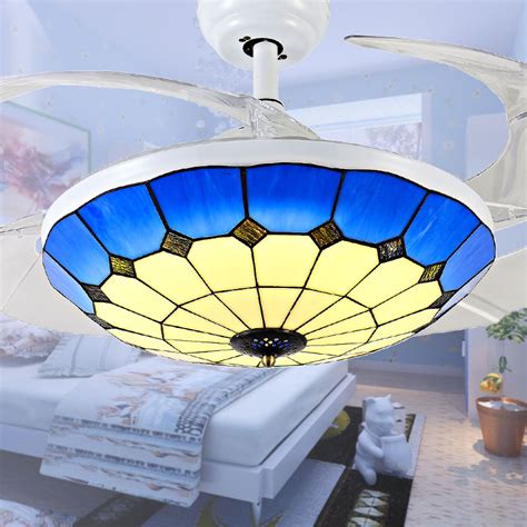 Fine Blue And White Fan Fan Lamp Shade Ceiling Fan Light Ceiling Fans