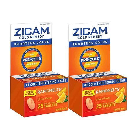 Zicam Cold Remedy Rapidmelts Citrus Flavor 25 Quick Dissolve Tablets Pack Of 2
