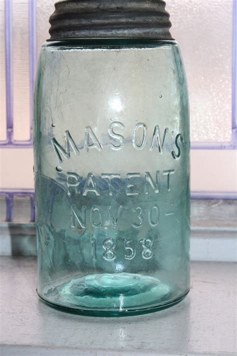 Antique Blue Mason Jar Quart Masons Patent Nov 30th 1858