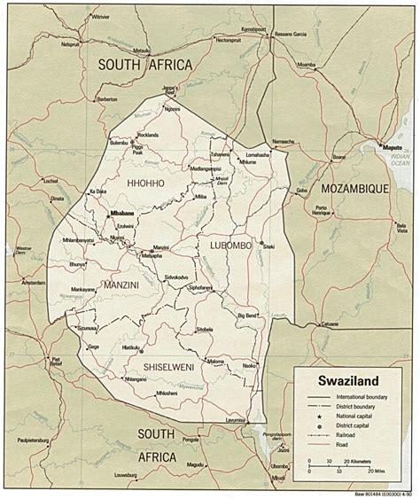 Swaziland Border Posts Map Map Of Swaziland Showing Border Posts