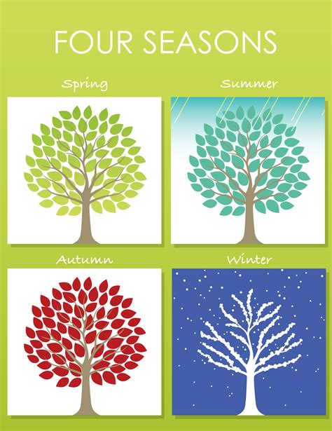 Set Of Four Tree Illustrations In Four Seasons 271817 Vector Art At