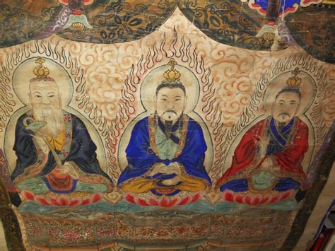 Large Taoist Painting Of The Supreme Triad The Three Pure Ones China