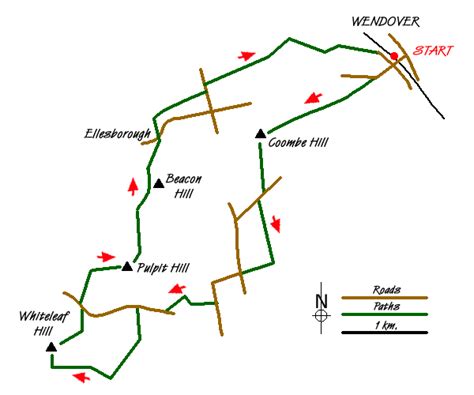 Chiltern Hills Circular From Wendover Walk Route Map