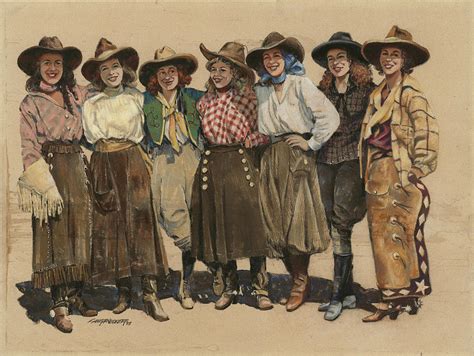 7 Cowgirls Old Time 1920 S Painting By Don Langeneckert Pixels