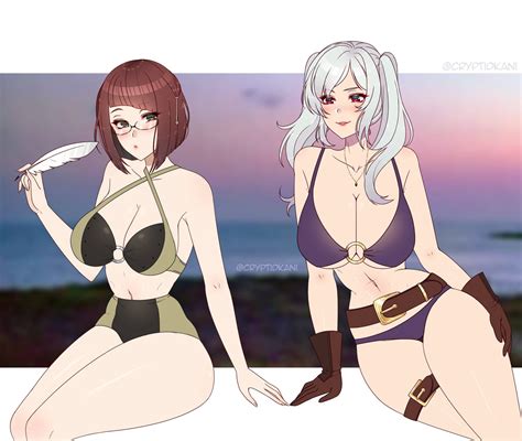Swimsuit Robin And Miriel By Cryptidkani R Twintailed Tactician