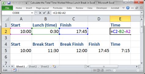 Calculate The Total Time Worked Minus Lunch Breaks In Excel