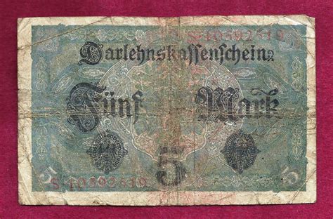 Germany 5 Mark 1917 Banknote 10592519 State Loan Currency Note
