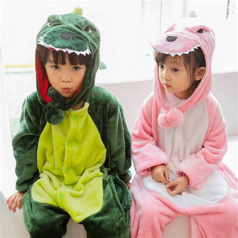 Green And Pink Dinosaur Onesie Pajamas For Kids Soft And Cozy Animal