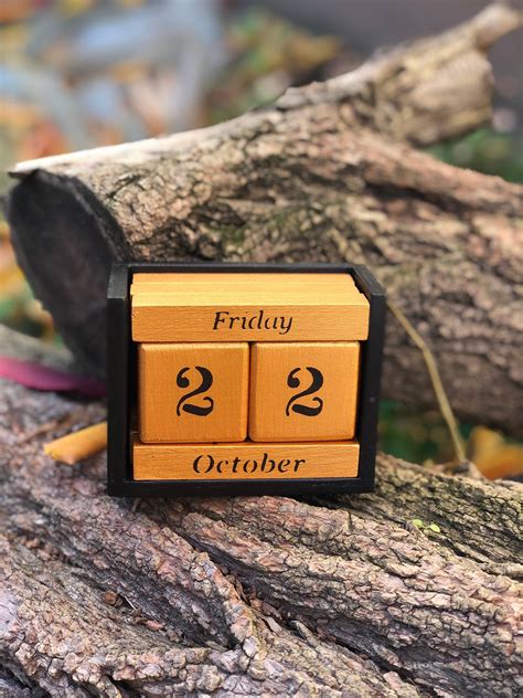 Perpetual Wooden Block Calendar Desk Calendar For The Office Etsy