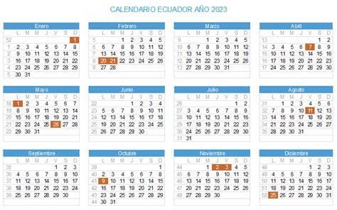 Feriados Ecuador 2023 Calendario