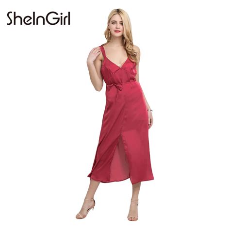 sheingirl 2017 spring fashion women spaghetti strap off shoulder waist tie a line dress backless