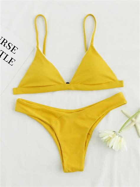 shop triangle high leg bikini set online shein offers triangle high leg bikini set and more to