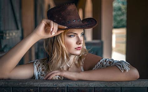 Pretty Cowgirl Cowgirl Model Blonde Hat Hd Wallpaper Pxfuel