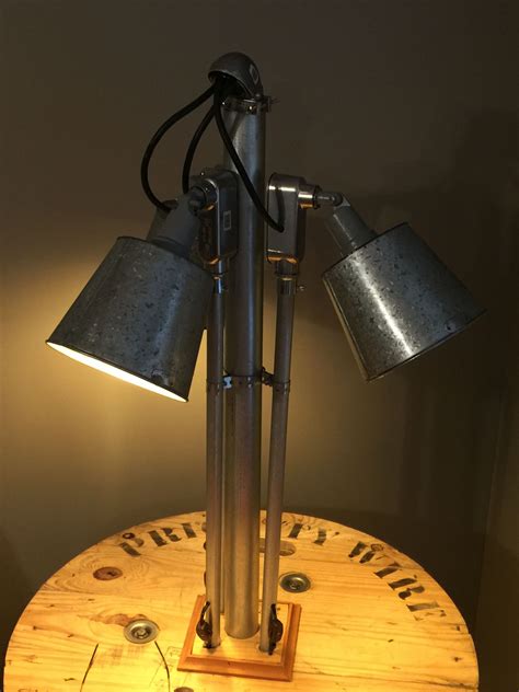 Wire Spool And Conduit Table Lamp