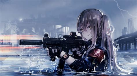 Anime Girls Assault Rifle Gun Wallpapers Hd Desktop And Mobile