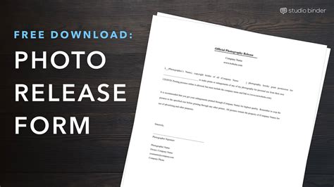 Download FREE Photo Release Form Template | Photography