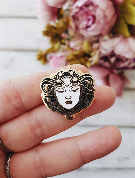 urania pin art nouveau hard enamel medusa dollmaker goddess etsy