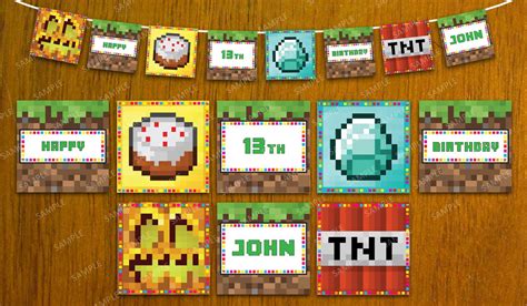 Personalized Minecraft Printable Birthday Party Banner Diy Digital