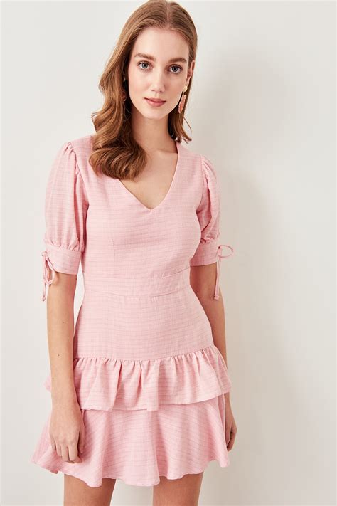 Trendyol Frilly Pink Dress Twoss19ie0004 In Dresses From Womens