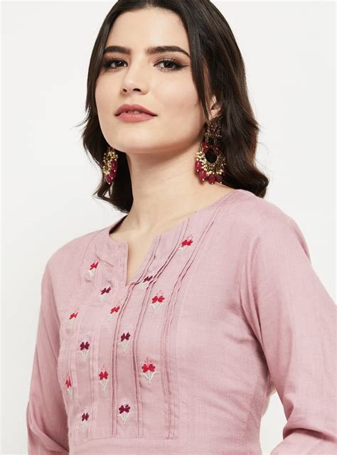 Buy Max Women Embroidered Staright Kurta With Pant And Dupatta From Max