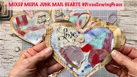 Lets Make Mixed Media Hearts From Junk Mail Newspaper Divassewingpeace Youtube