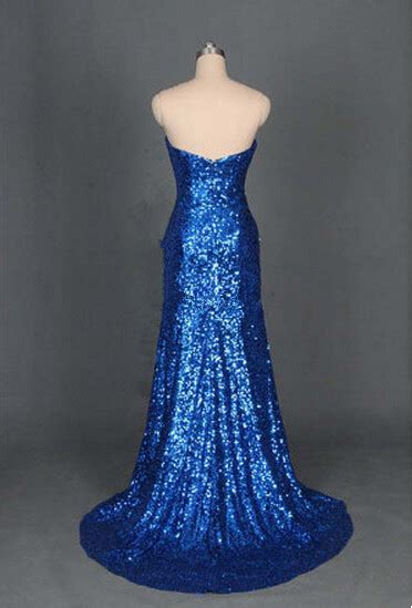 Sparkle Royal Blue Sequins Sweetheart Long Prom Dresses 2015 Long Prom Gown Evening Dresses