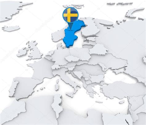 De skigebieden worden door 809 skiliften ontsloten. Zweden op de kaart van Europa — Stockfoto © kerdazz7 #52550687