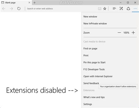 Windows 10 Tip Disable Extensions In Microsoft Edge Web Browser Askvg