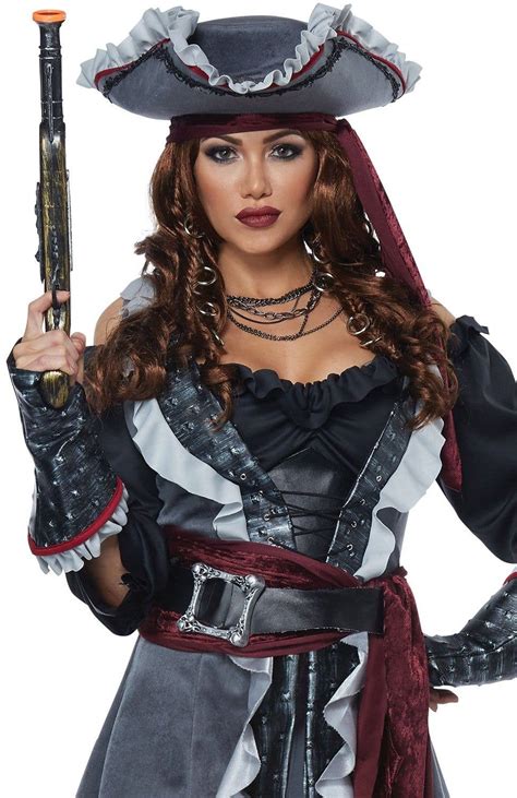 Black And Grey Deluxe Pirate Outfit Costume Womens Pirate Costume
