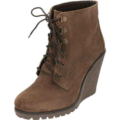 Ravel Trinity Suede Leather Wedge Lace Up Ankle Boots Ladies Footwear