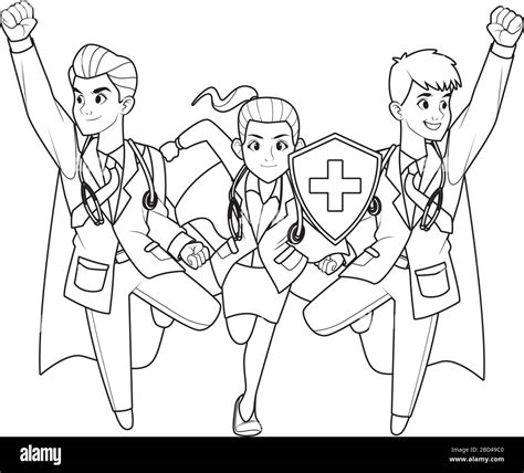 Super Doctors Staff Comic Characters Stock Vector Image Art Alamy